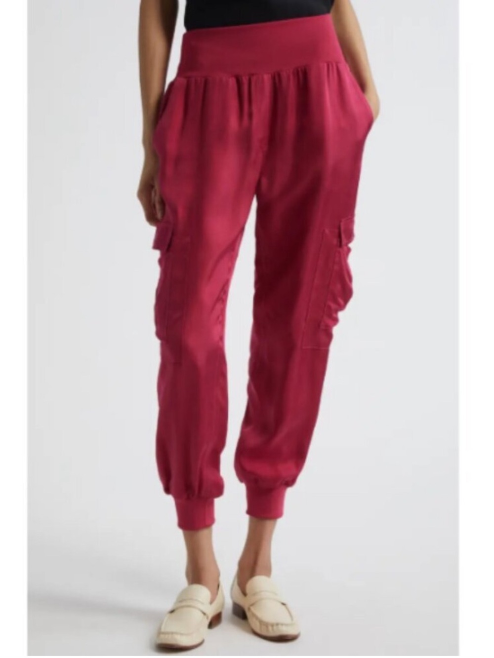 Cinq A Sept Giles Pant in Rosewood red size L satin in excellent condition